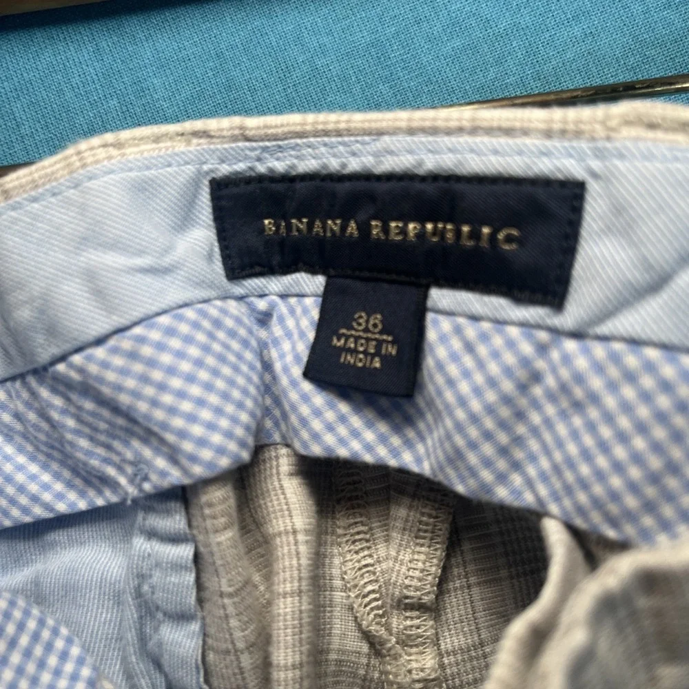 Banana‎ Republic Plaid Shorts Mens 36 Tan Beige Golf Casual Flat Front